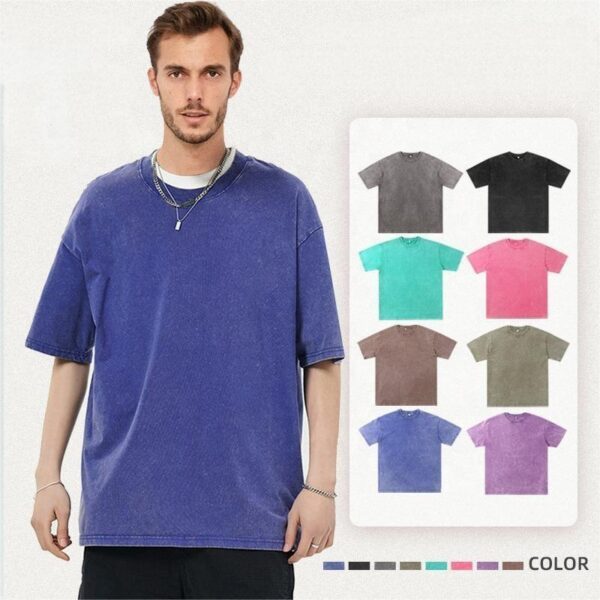 Silk Screen Printed Men's Custom Pattern T-Shirt in Solid Color