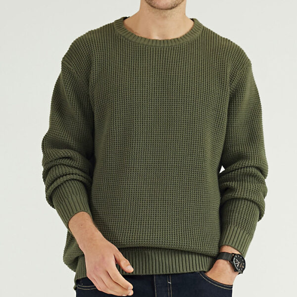 Image of a man wearing a Custom Men's Crewneck Sweater 2025 in winter
