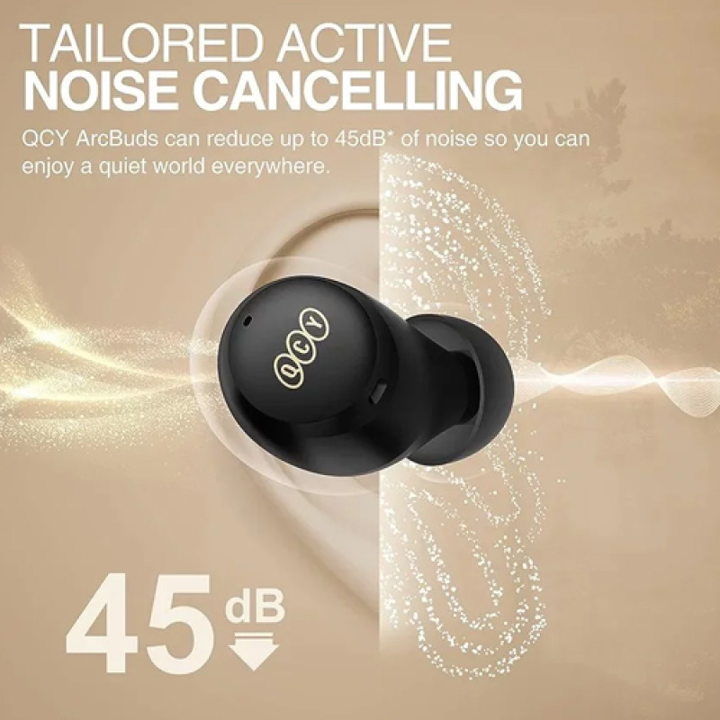 QCY ArcBuds HT07 – Black Wireless Earbuds with Case QCY ArcBuds HT07 ergonomic wireless earbuds for music and gaming
